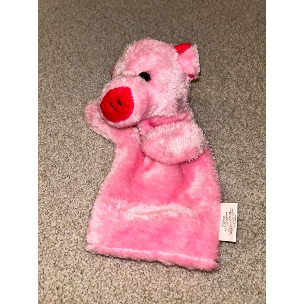 Rinco 2009 Pink Pig Hand Puppet Plush Fuzzy Storytelling Toy Red Snout